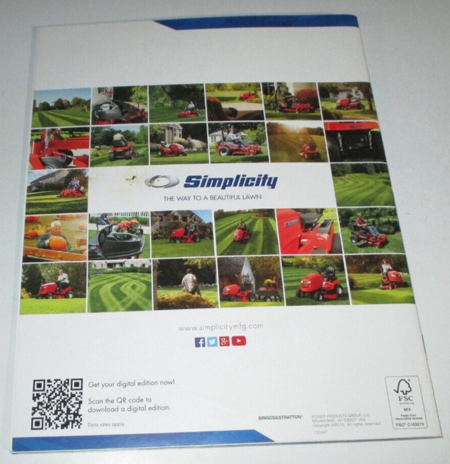 *Simplicity 2016 Lawn Garden Tractors & Zero Turns Sales Catalog Manual Brochure