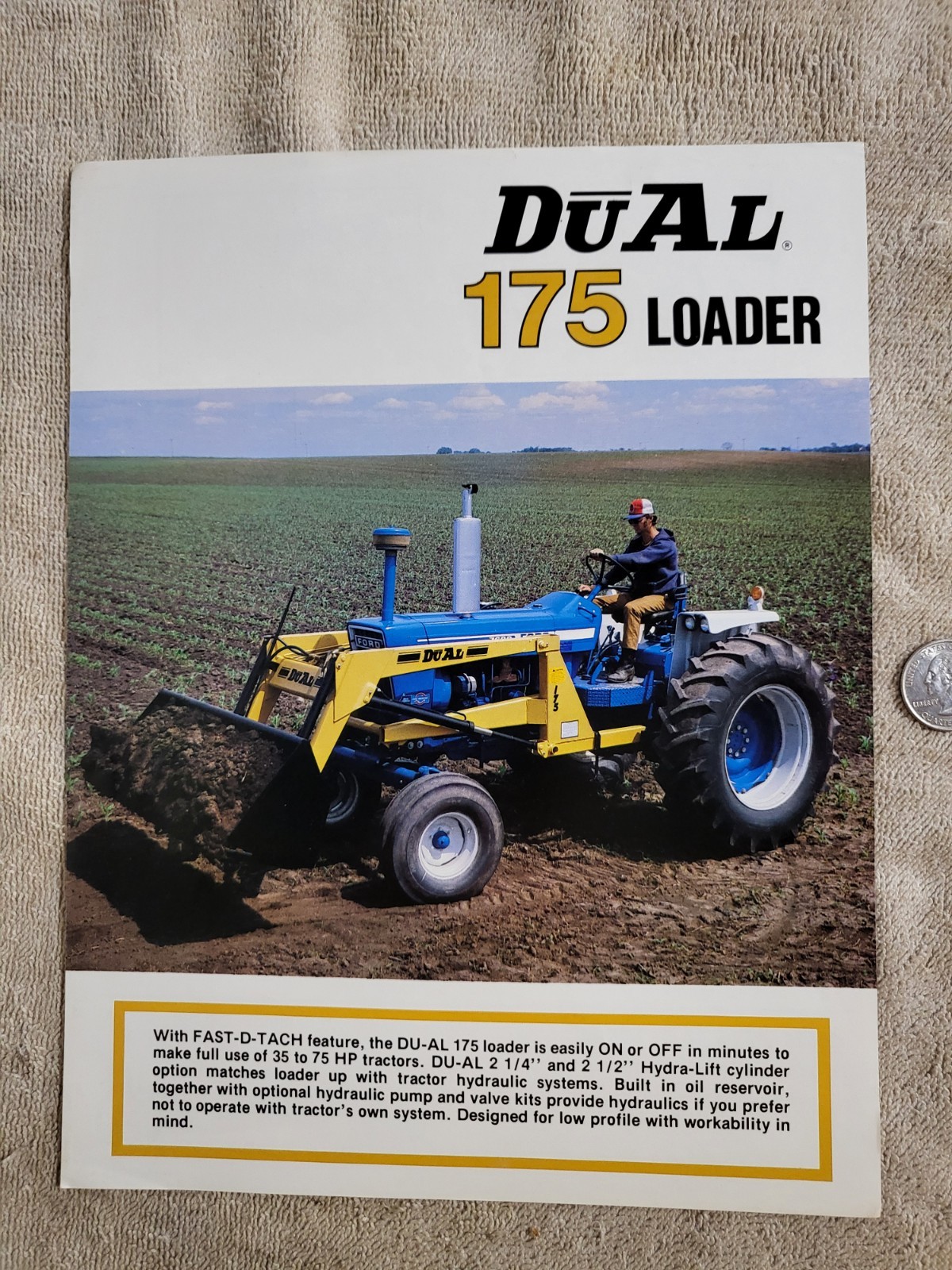 DUAL 175 Tractor Front LOADER BROCHURE Ford John Deere J I CASE Sioux Falls, SD.