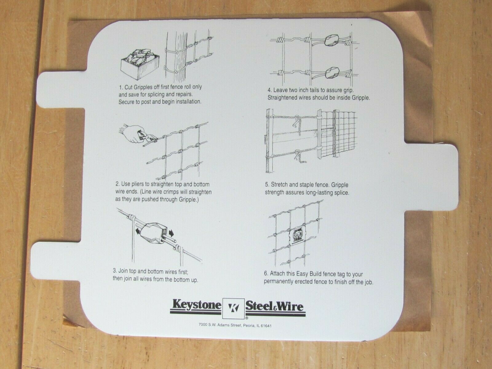 SET OF 3 METAL FARM SIGNS 6&Prime; FENCE REDBRAND KEYSTONE STEEL WIRE PEORIA IL CATTLE