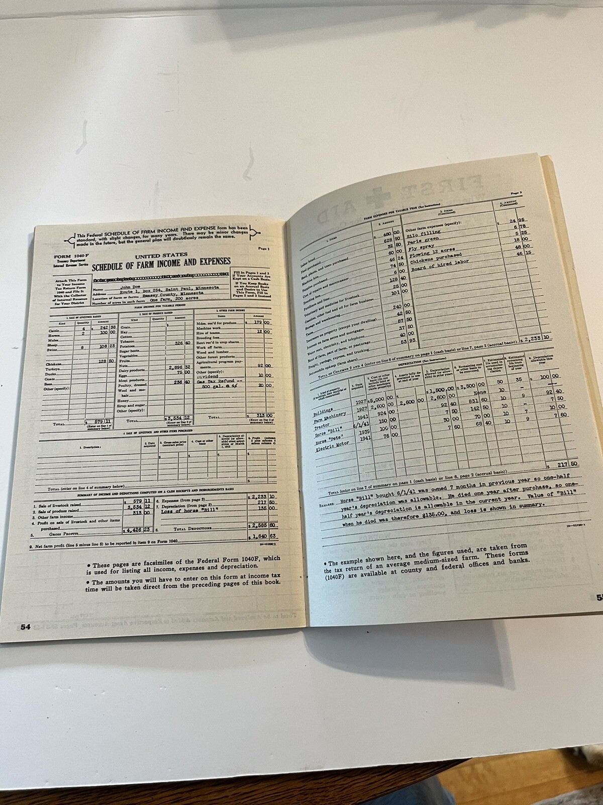 Farm Income Tax Record System No 500 Handy Reference Book Copyright 1943