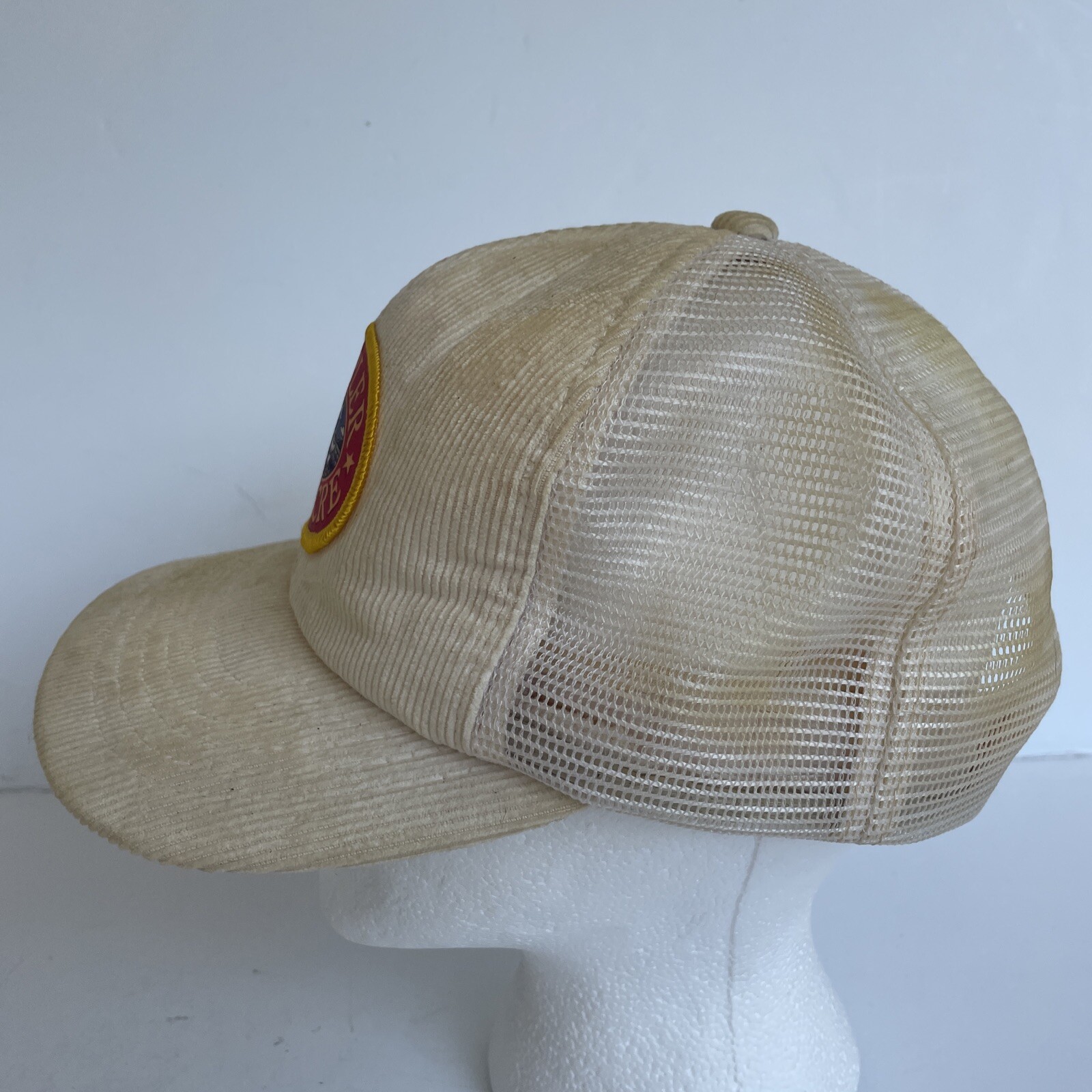 Wampler Longacre Corduroy Mesh Hat Snapback Cap Beige Yupoong