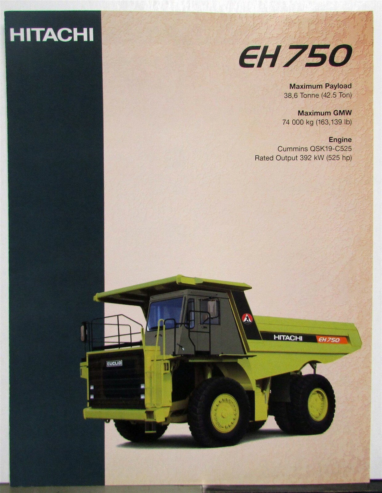 2001 Hitachi EH 750 Dumper Specifications Construction Sales Brochure