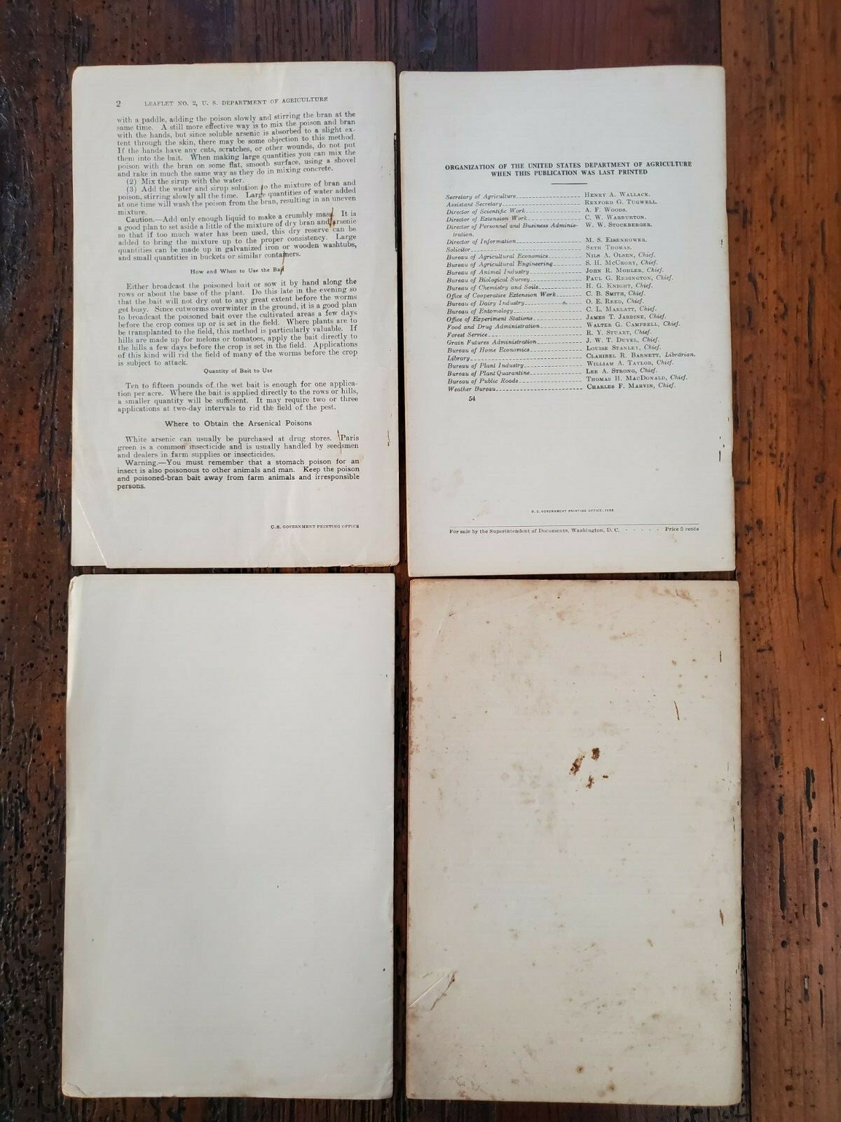 US Vintage Department of Agriculture Farmers Bulletin Lot of 4 Different (DA15)