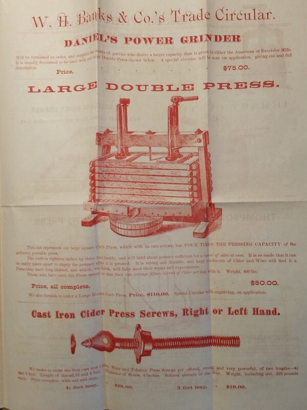 c1870 W.H. Banks Trade Circular Wine & Cider Mills Advertising Pamphlet Chicago