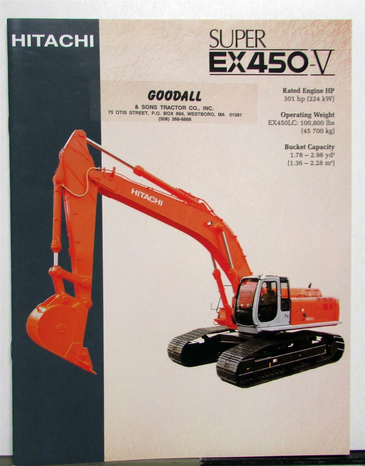 1999 Hitachi Super EX450-V Crane Specifications Construction Sales Brochure