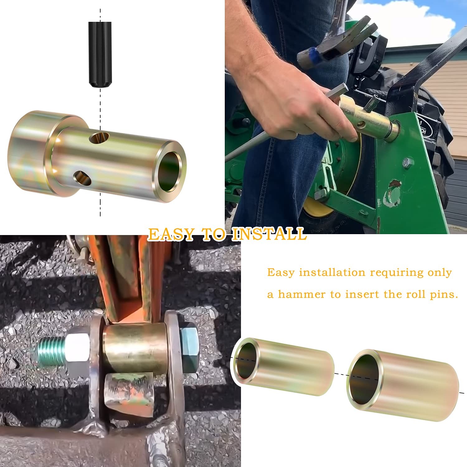2 Pairs Quick Hitch Adapter Bushing Kits Heavy Duty Steel Category 1 TK95029