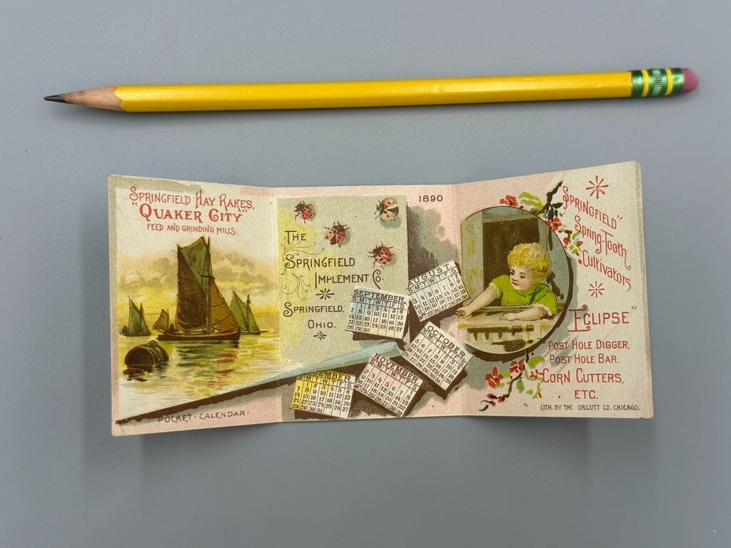 1890 SPRINGFIELD Ohio Implement FARM Advertising ECLIPSE Trade Card QUAKER CITY
