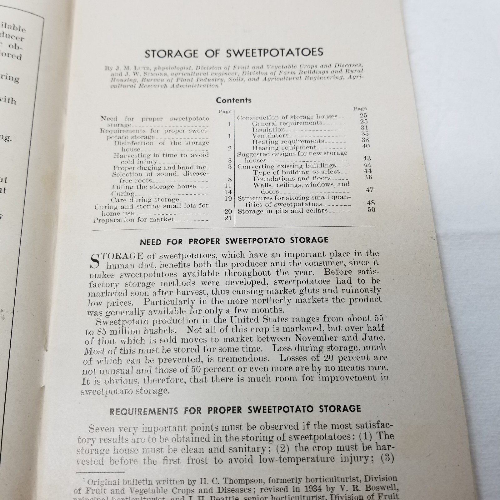 Storage of Sweet Potatoes 1948 Farmers&rsquo; Bulletin Booklet 1442 USDA Photos Charts