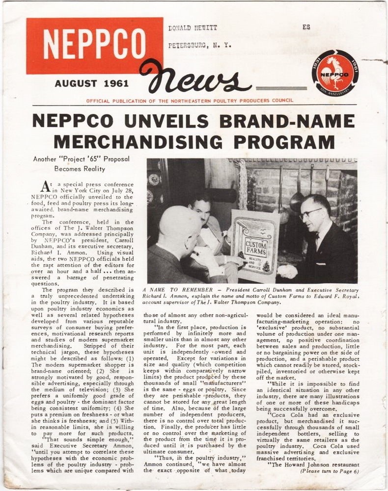 NEPPCO [Northeastern Poultry Producers Council] News, August 1961, vintage