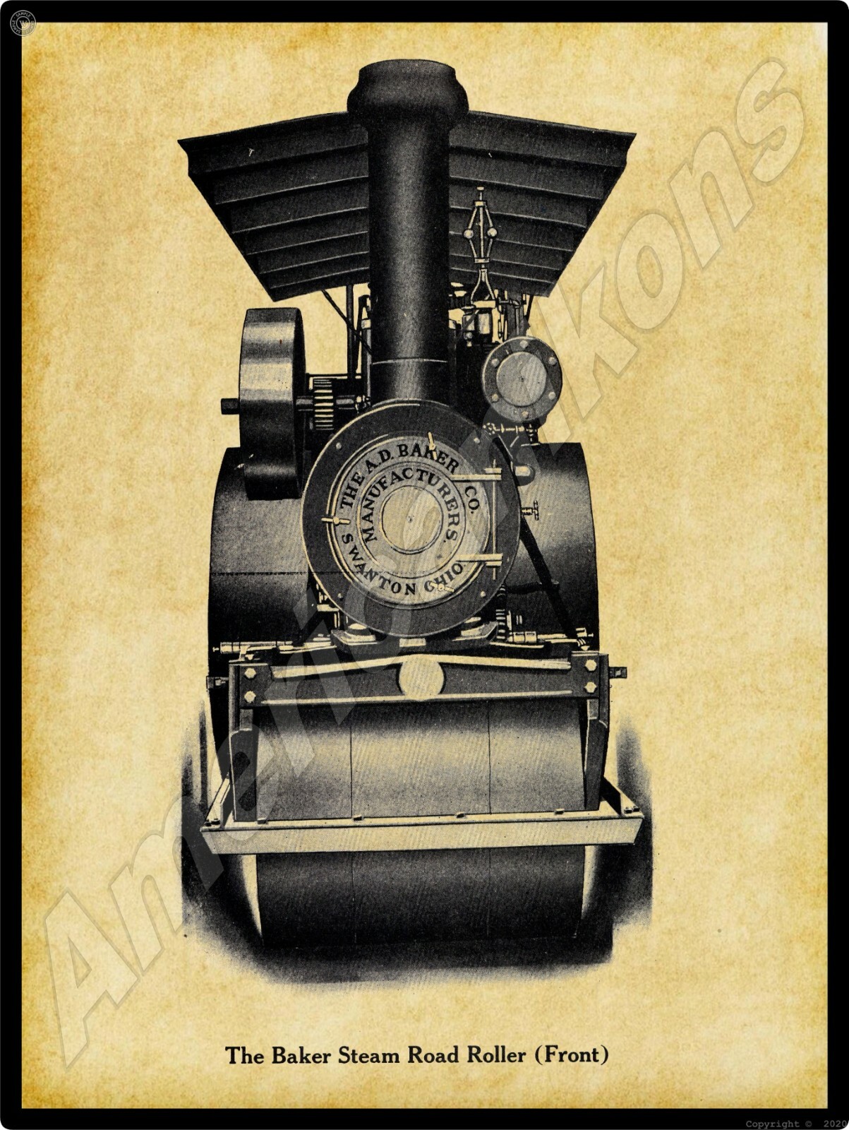 A. D. Baker New Metal Sign: Steam Road Roller – Swanton, Ohio – Front End Friday