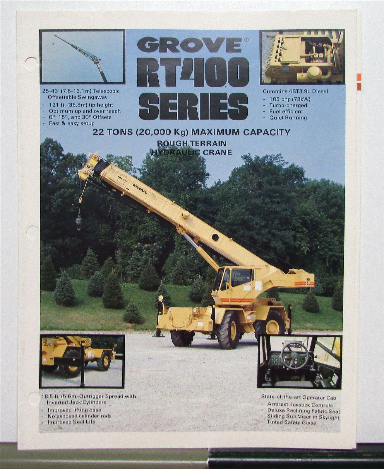 1986 Grove RT400 Series Crane Specifications Construction Sales Brochure