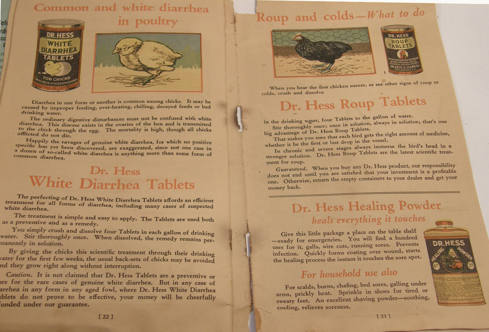 VINTAGE 1927 DR HESS CATALOG ASHLAND OHIO LIVESTOCK POULTRY PIGS COWS REMEDIES
