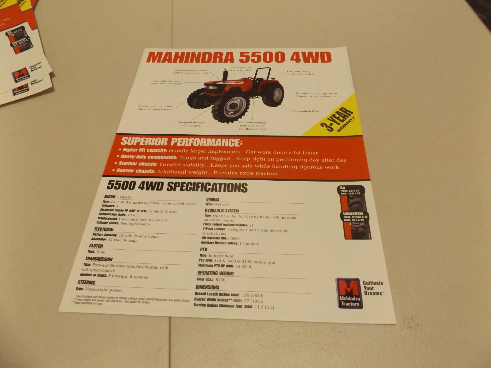 14-pc. MAHINDRA SERIES TRACTORS, 2002