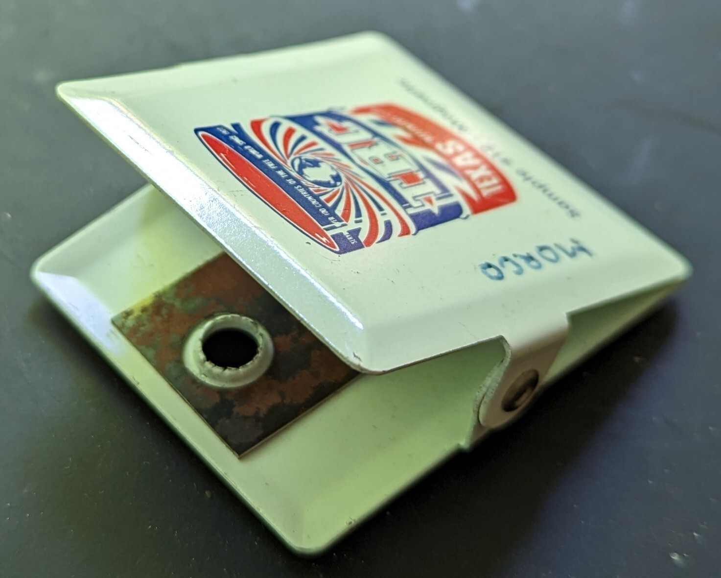 Vintage TRC Texas Refinery Corp, Advertising Refrigerator Metal Clip, Paper Clip