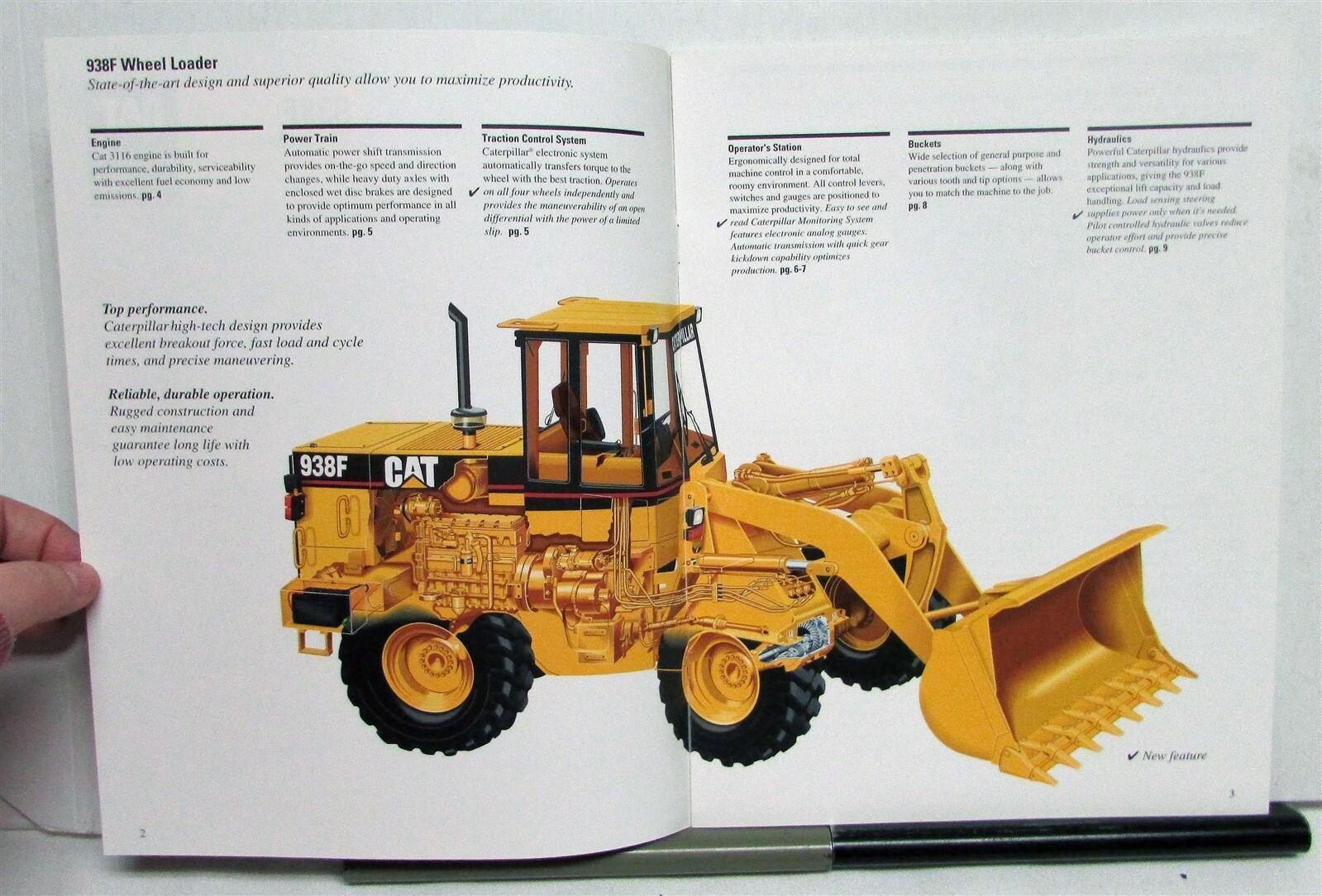 1995 Caterpillar 938F Wheel Loader Specifications Construction Sale Brochure