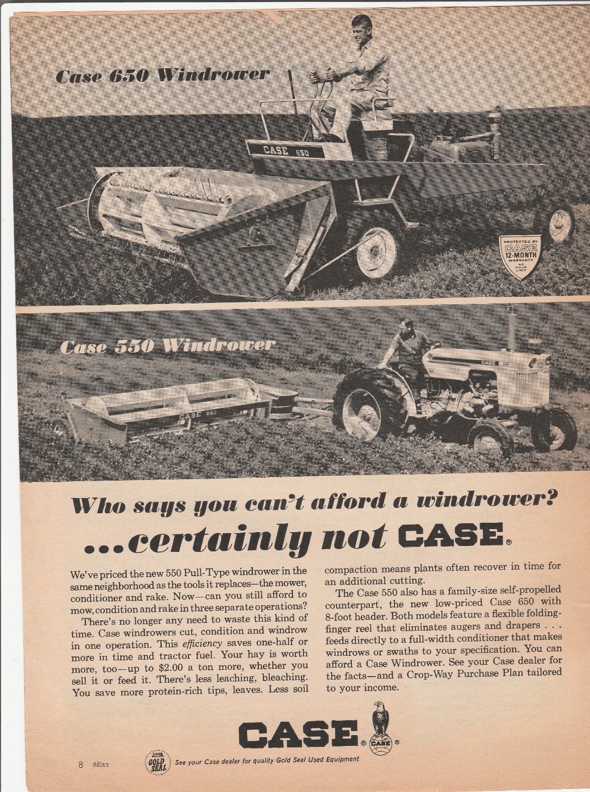 1966 Case Windrower Magazine Ad – Who Says You Can&rsquo;t Afford a Windrower