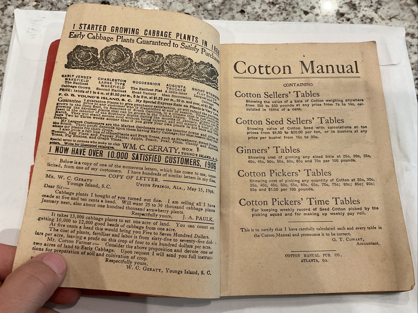 VINTAGE 1906 COTTON FARMER SELLERS MANUAL PEOPLES BANK ORANGEBURG SC Atlanta Ads