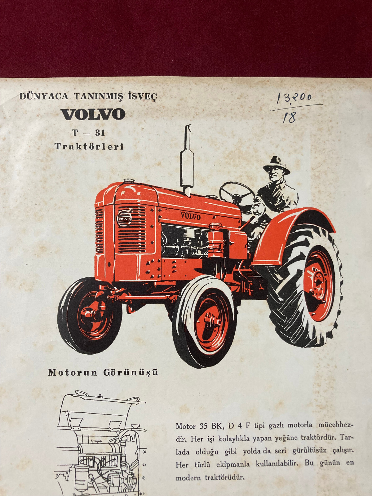 OLD VOLVO T-31 Tractor Advertising 1950s Agriculture