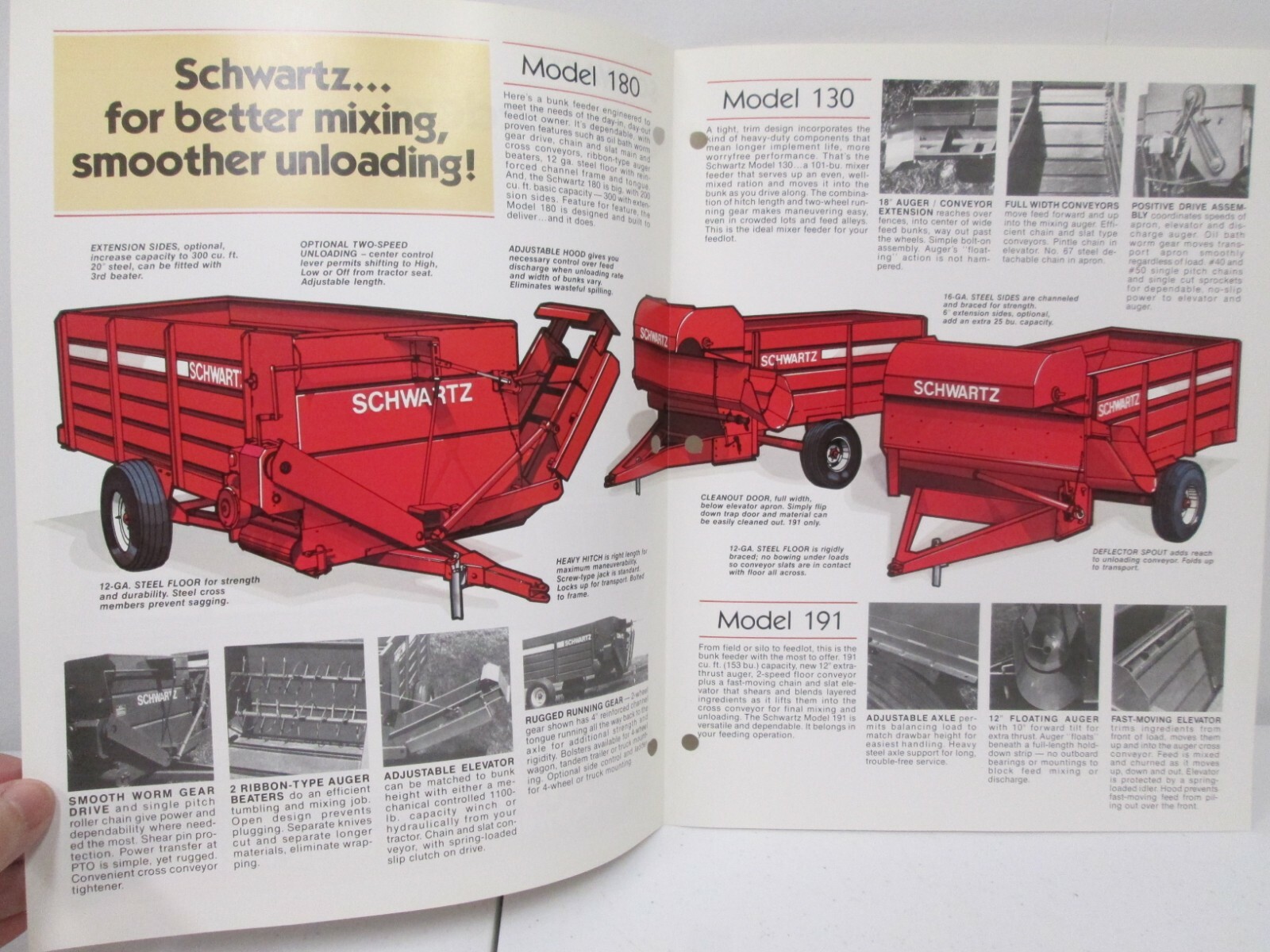 Schwartz Bunk Feeders 180 130 191 Auger Sales Brochure Specifications