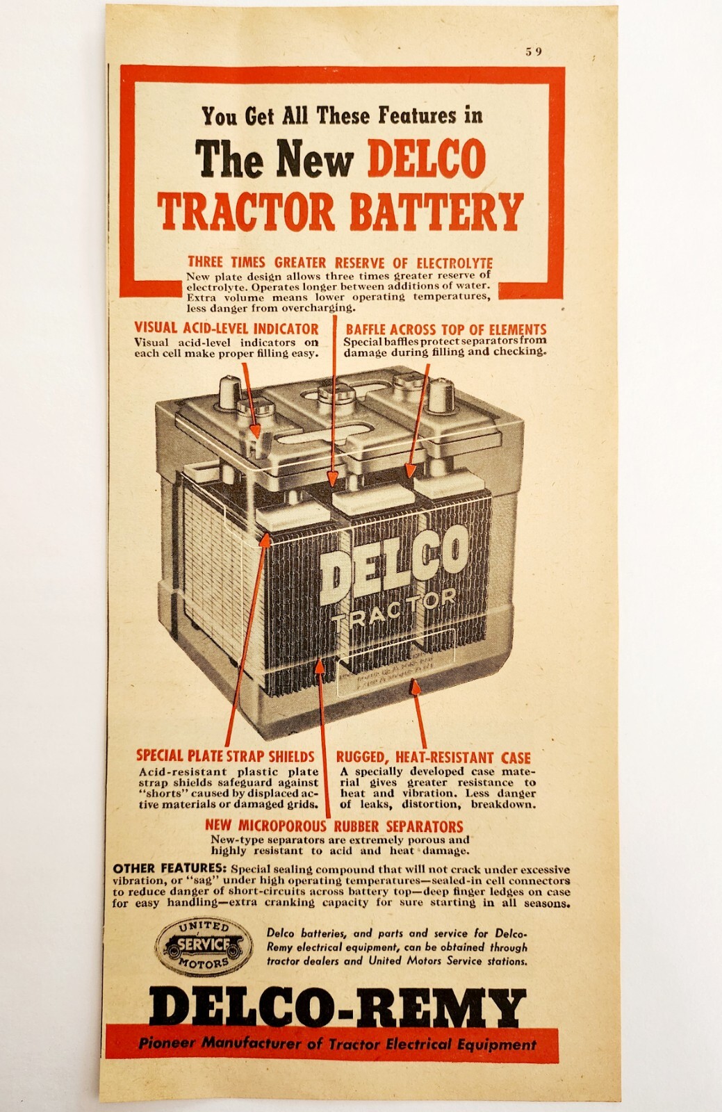 1947 Delco Remy Tractor Battery Advertisement Farming Agriculture DWNN18