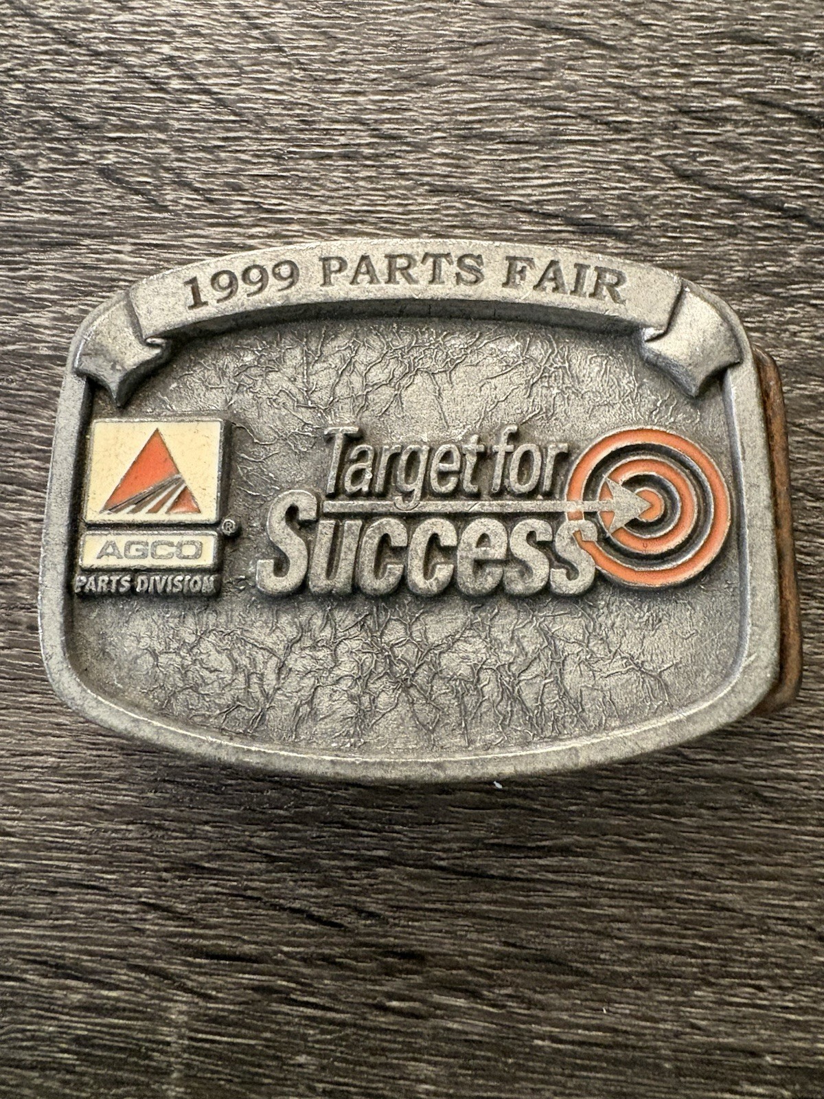 VINTAGE Agco 1999 Parts Fair Pewter & Enamel Belt Buckle 3rd in Series Limited👀