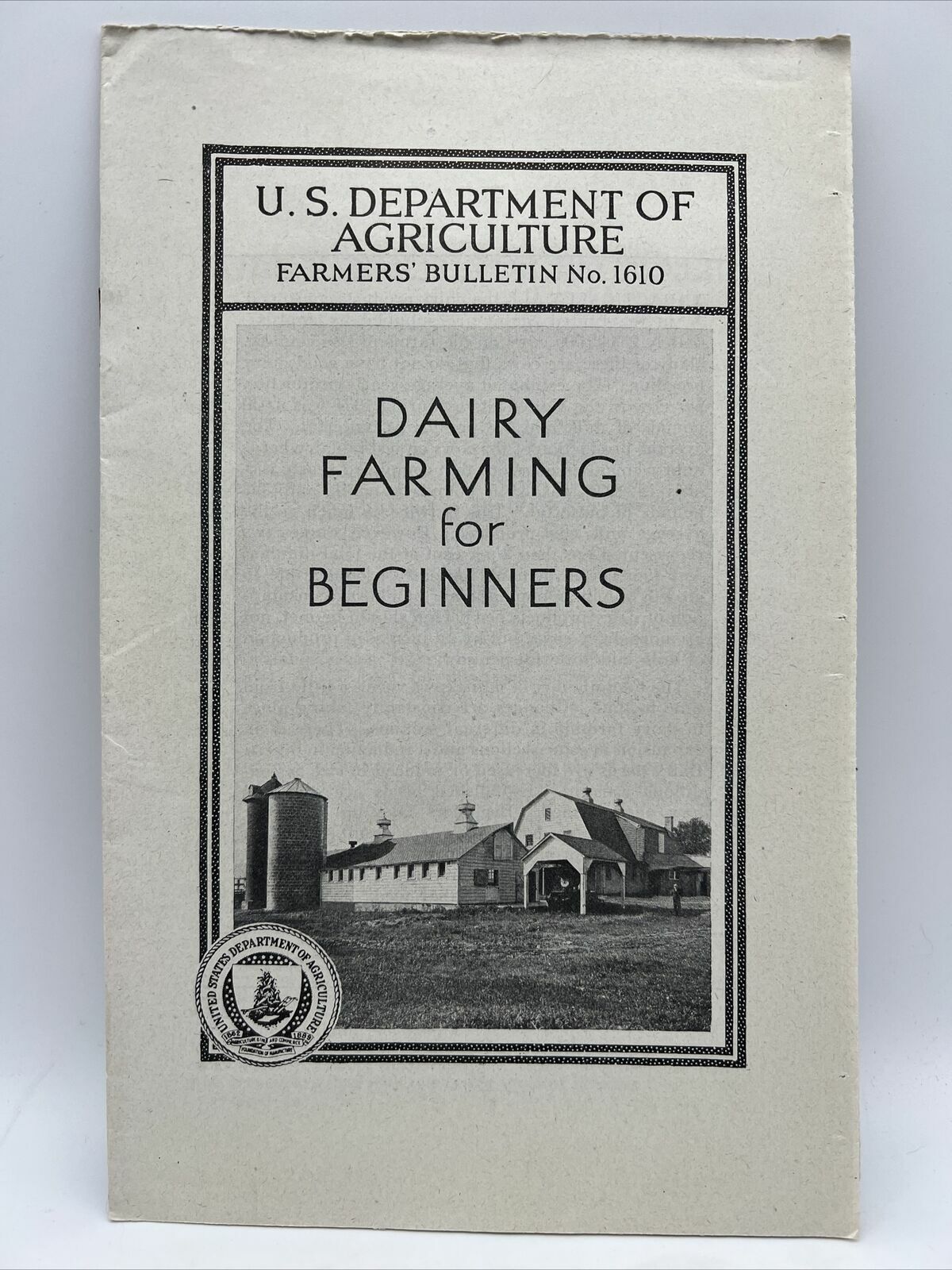 1936 USDA Farmers Bulletin No 1610 DAIRY FARMING FOR BEGINNERS by J.B. Shepherd