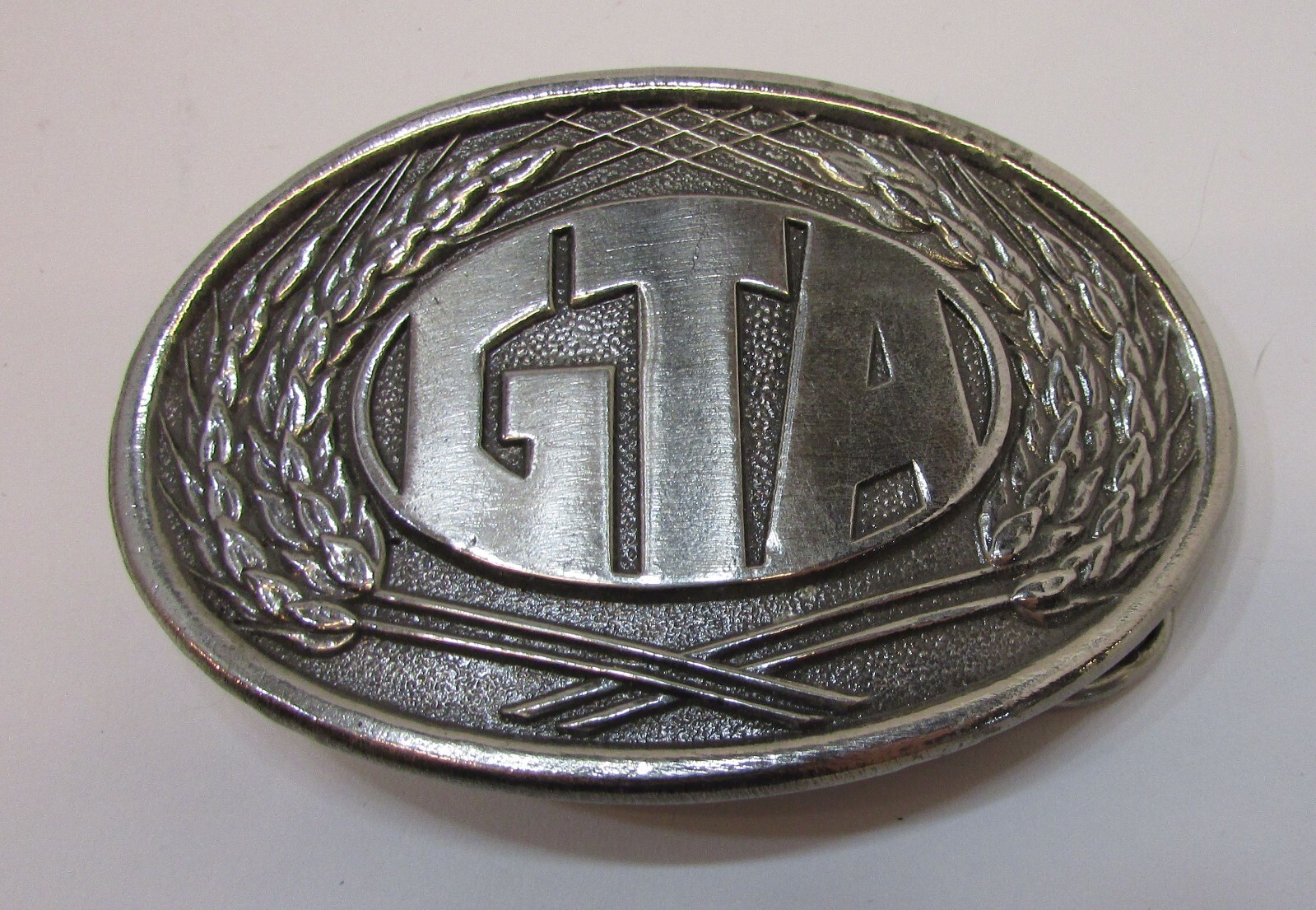 Old 1980 First Edition GTA Grain Terminal Association Oval Pewter Belt Buckle