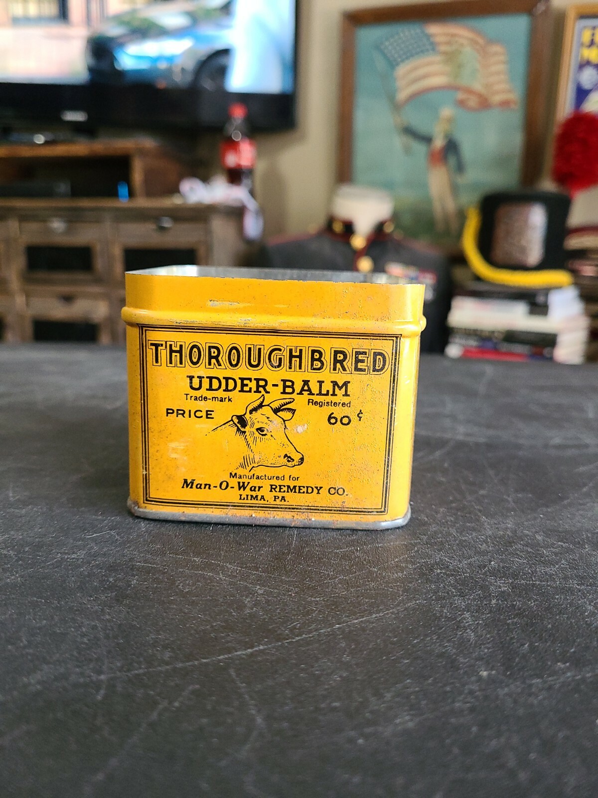 Vntg 1900s Cow Throughbred Udder-Balm Cream Lima Pa -NO LID Early Farm