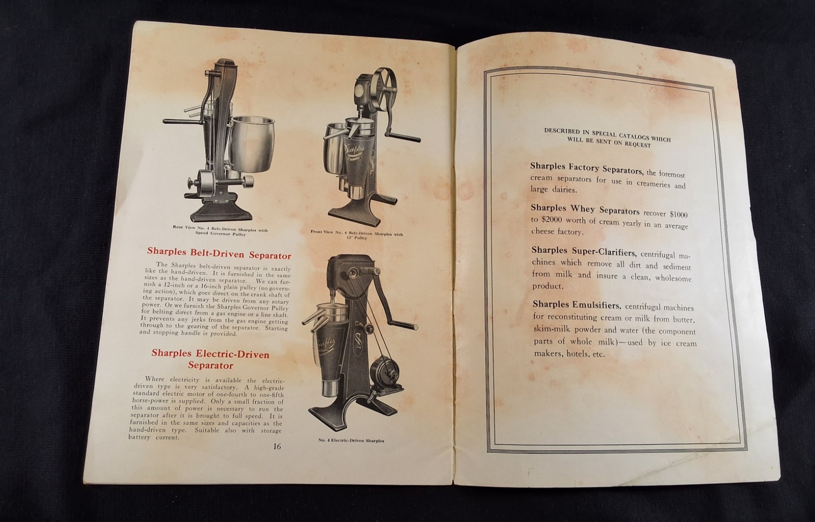 1920s SHARPLES « VELVET » FOR DAIRYMEN CREAM SEPARATOR BROCHURE