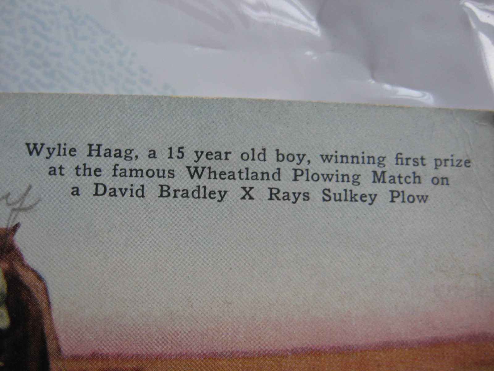 David Bradley Sulkey Plow Post card Brochure Wheatland Plowing Match Wylie Haag