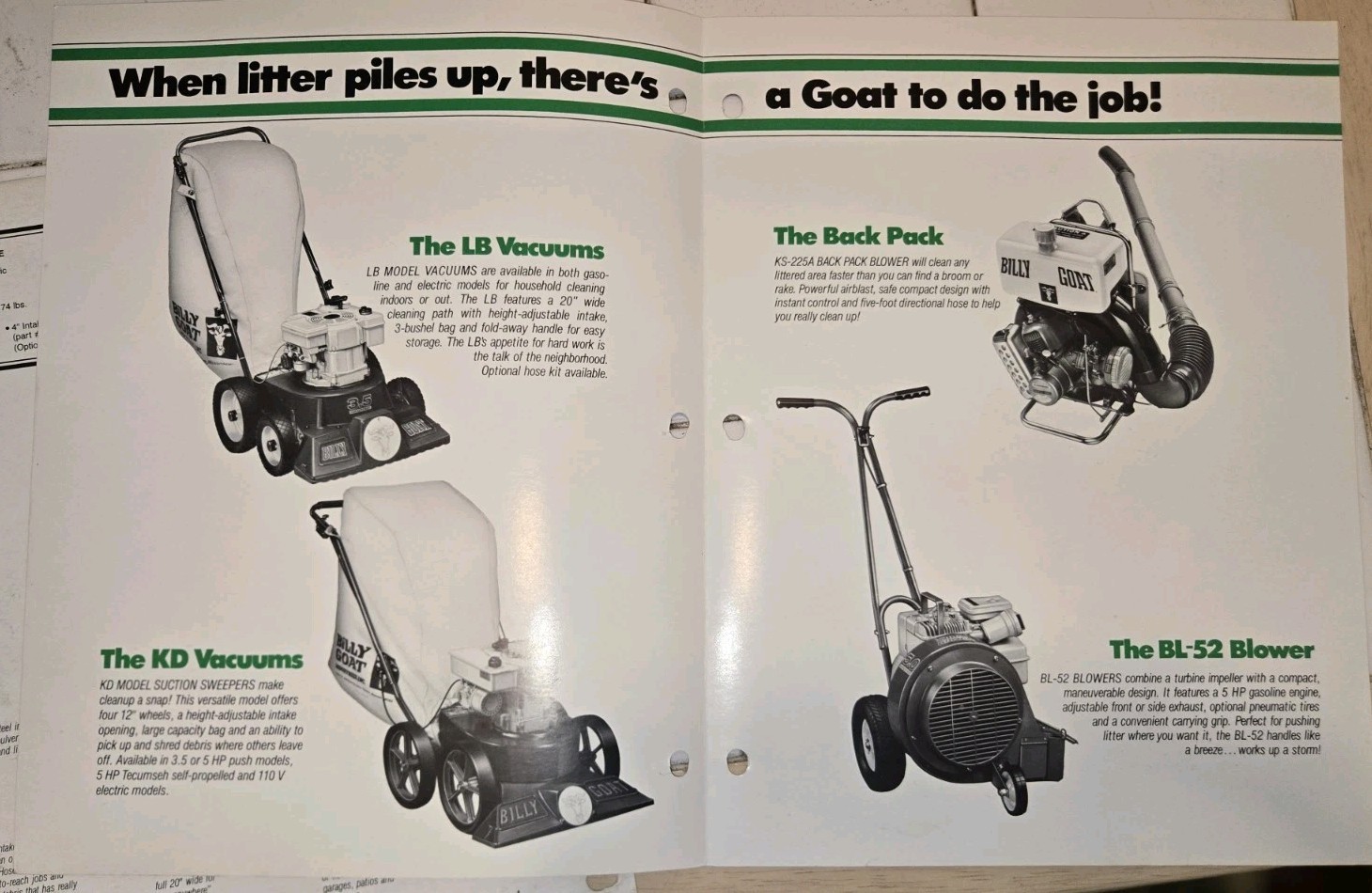 GROUP OF 13 BILLY GOAT INDOOR OUTDOOR VACCUMS DEALERSHIP ADVERTISEMENTS