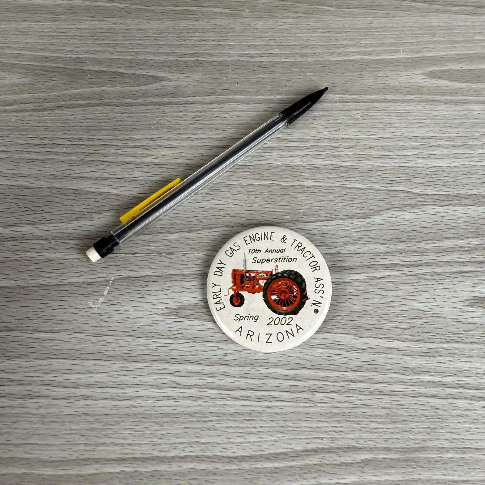 Button Pinback Agriculture Early Day Gas Engine Tractor Spring 2002 Arizona #A