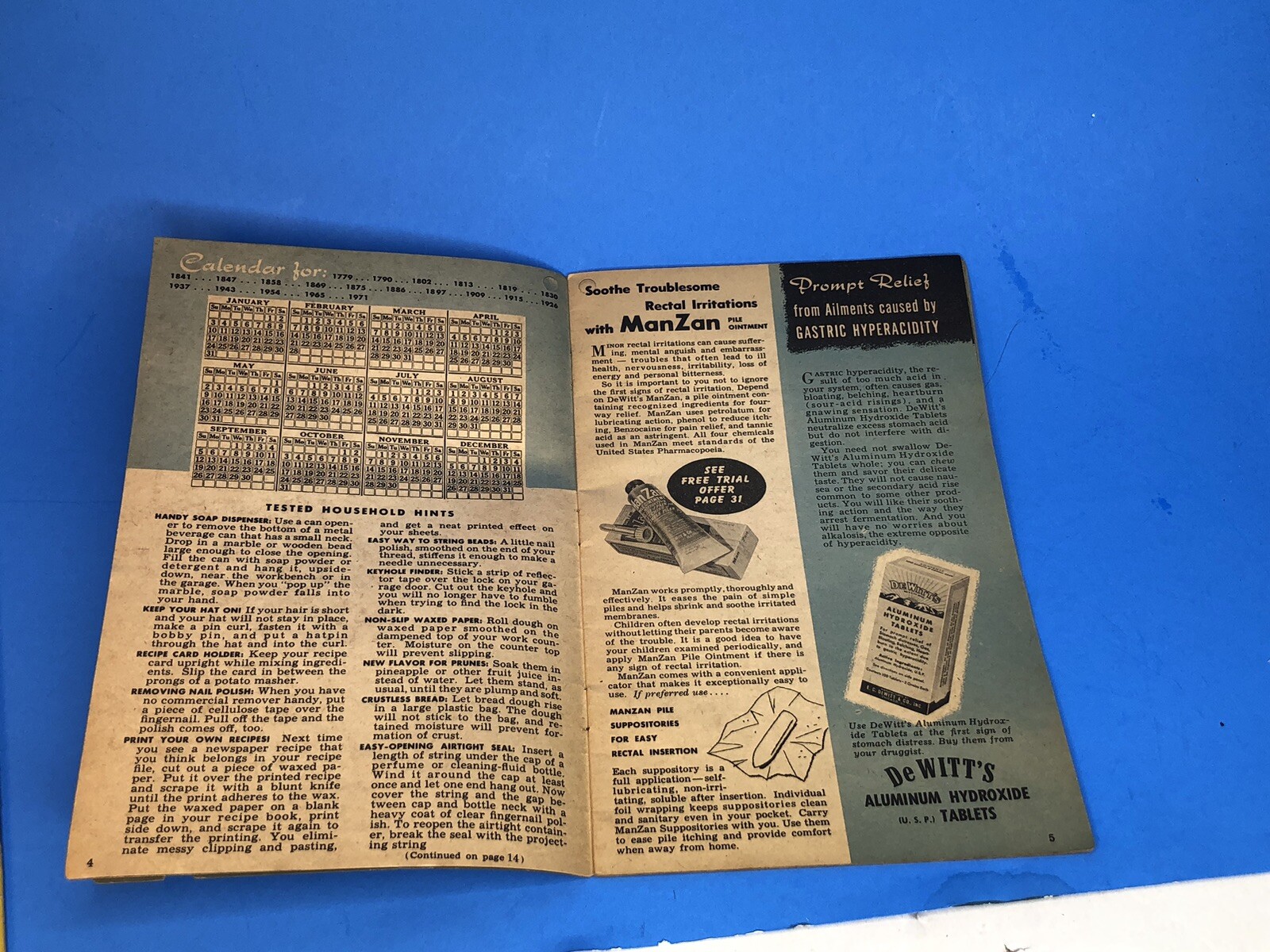 Set of 2 Vintage 1946 DeWitt&rsquo;s 200 Year Calendar Horoscope Book 40s Astrology