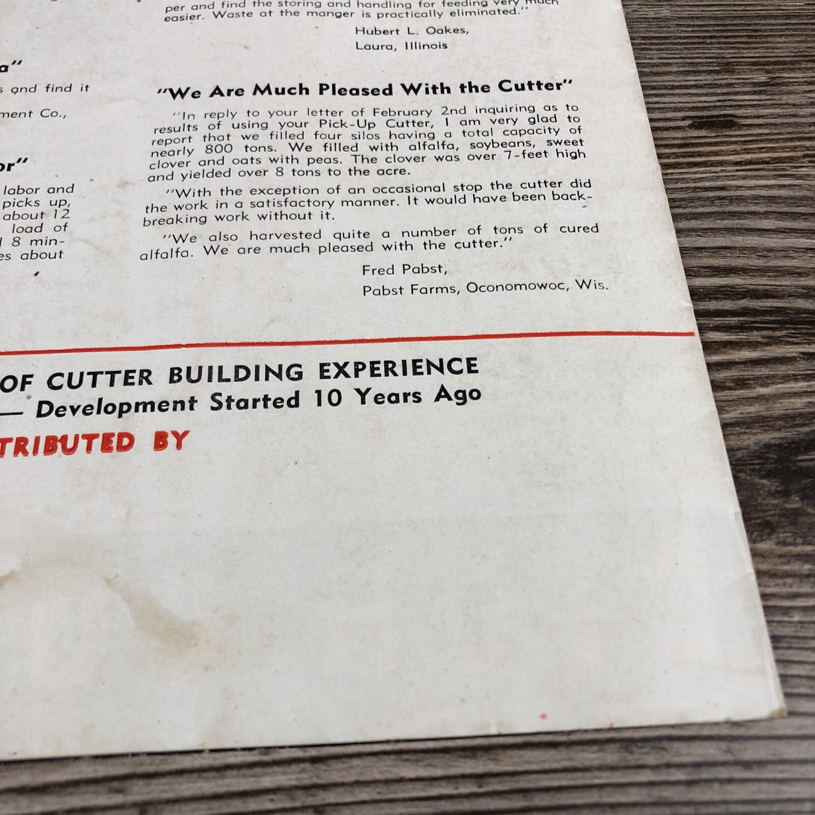 Rare Fox River Tractor Co. Pick-Up Cutters Farming Brochure Pamphlet Appleton WI