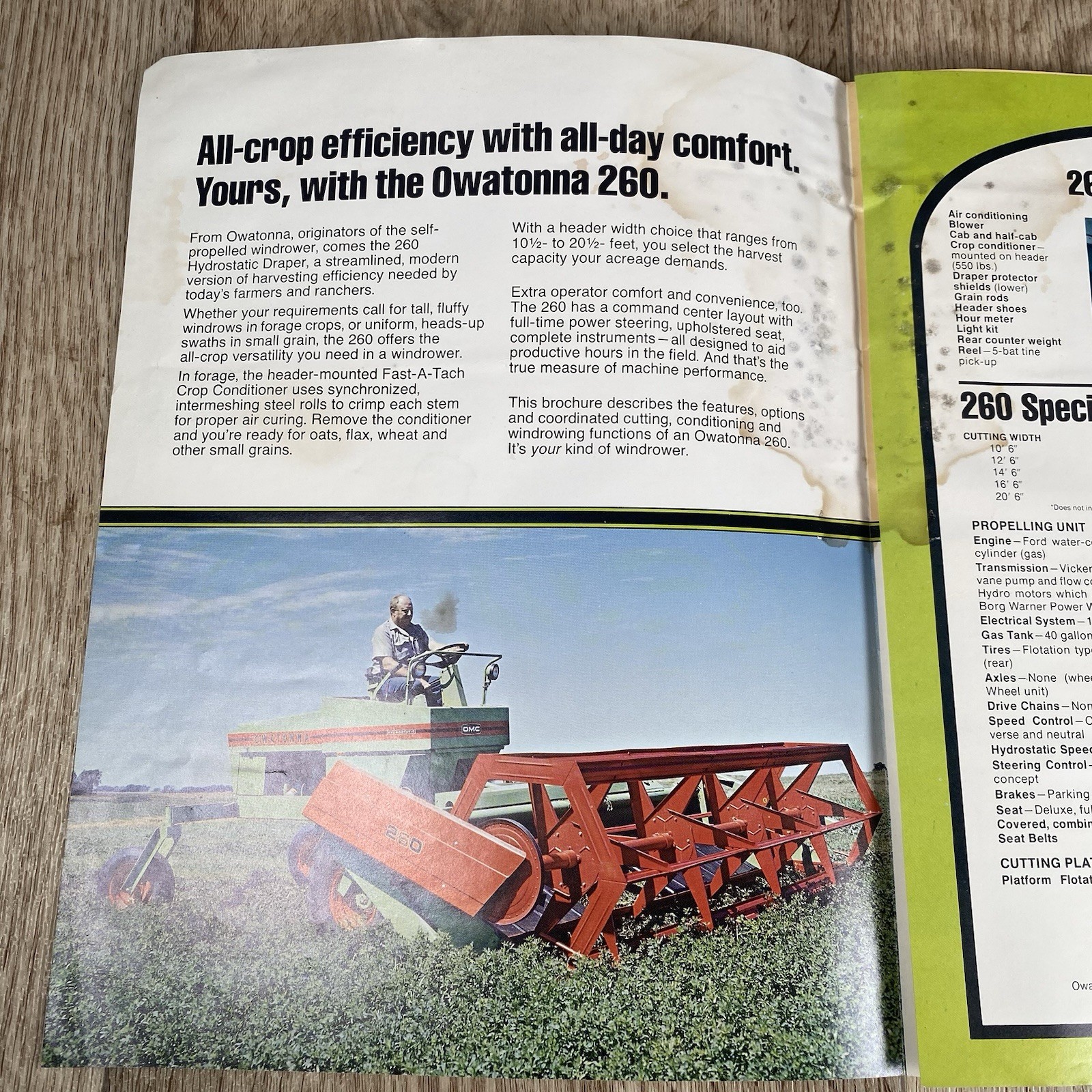 Owatonna Sales Brochure 260 Hydrostatic Draper Windrower Dealership