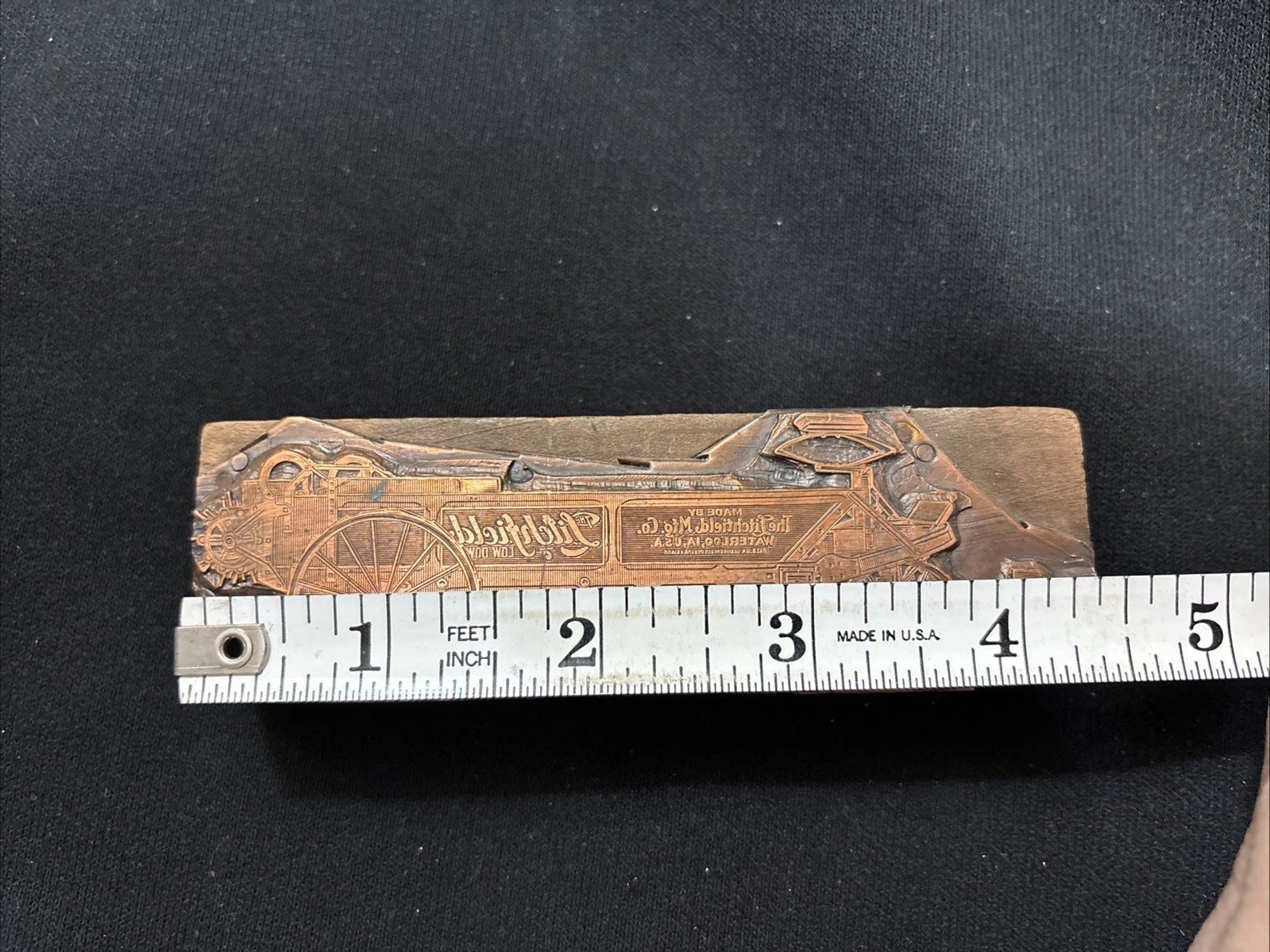 Vintage Litchfield Waterloo Iowa Wagon Manure Spreader Implement Print Block
