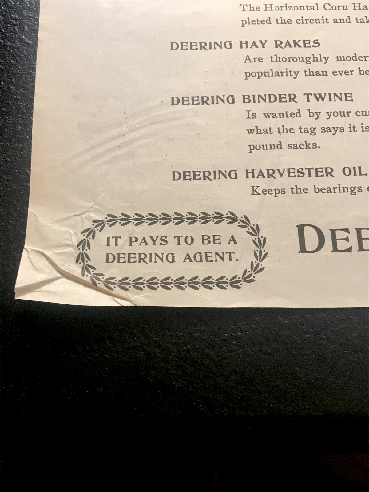 ORIGINAL 1897 Deering Harvester Farm Binder Advertising – Chicago – 10” X 14”