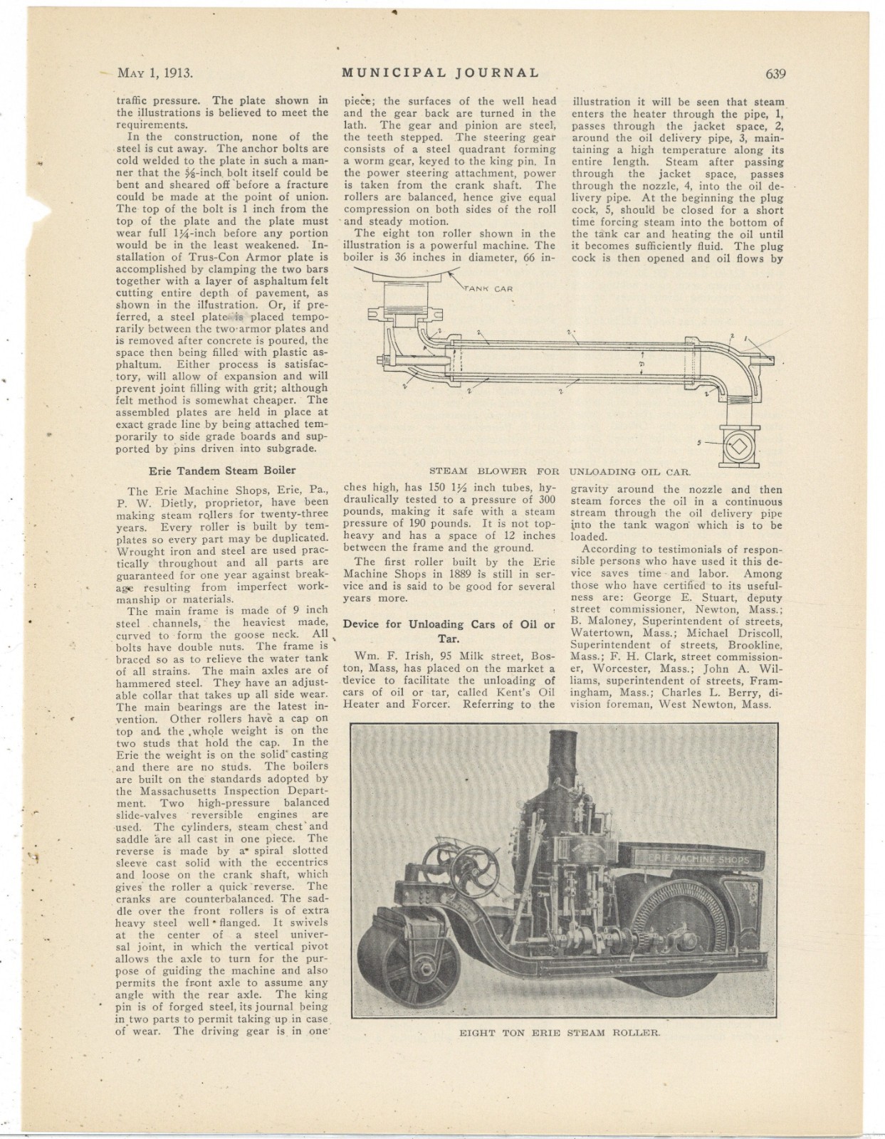 1913 Story & Pic: Erie Machine Shops, Erie Pennsylvania, 23 Yrs of Steam Rollers
