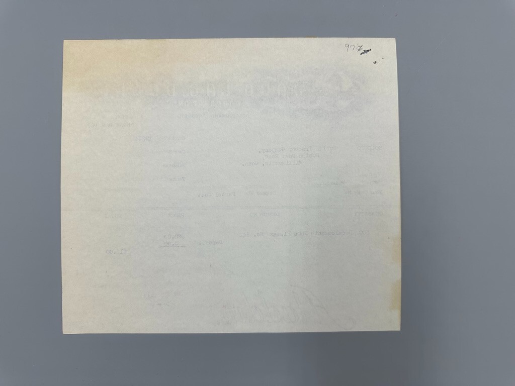 1943 JACO-LAC DECAL Decalcomania Advertising Illustrated Invoice Vintage