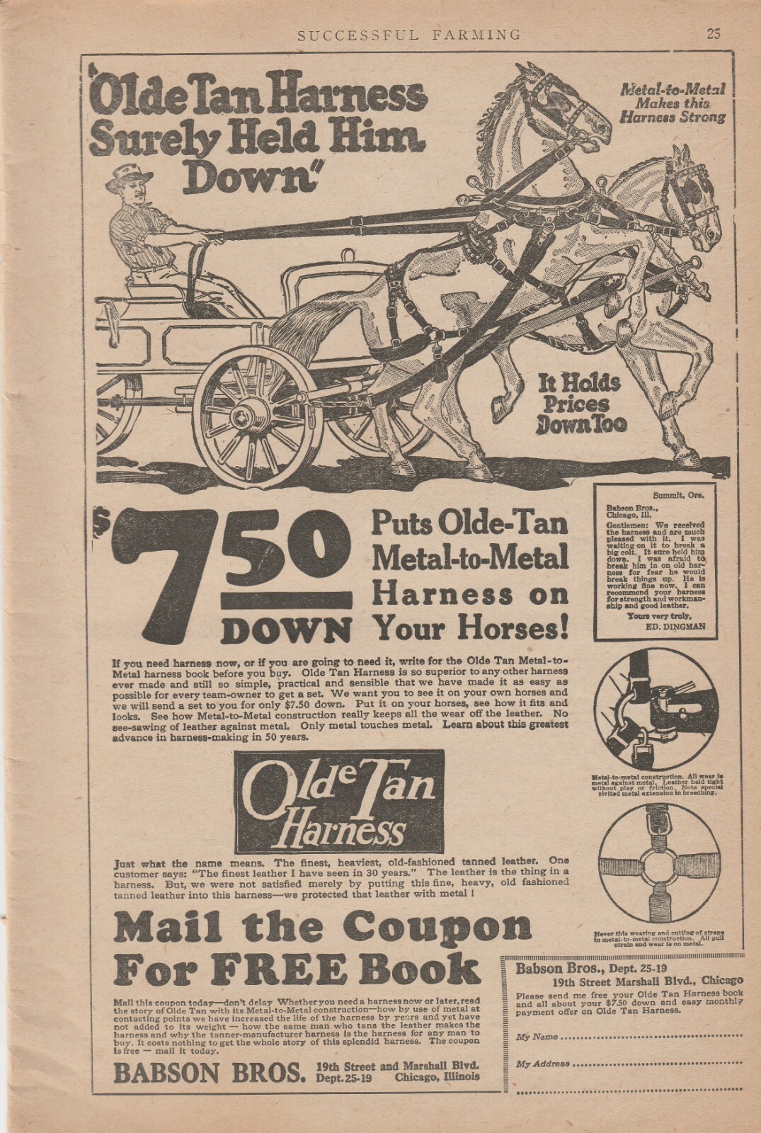 1923 Babson Bros. Olde Tan Harness Magazine Ad