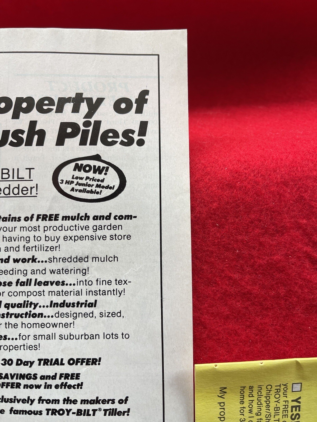 Vintage 1990 Troy Bilt Print Ad Tomahawk Chipper Shredder Advertisement