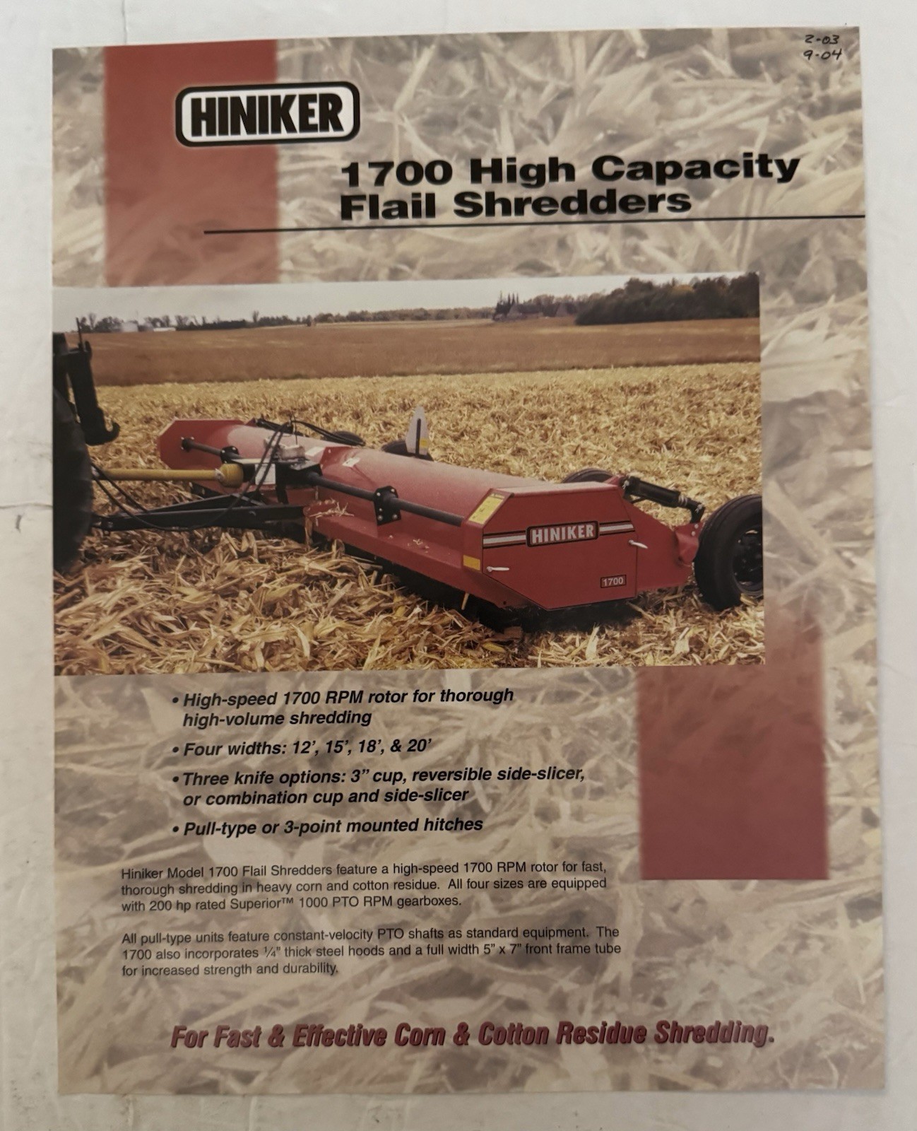 Farm Equipment Some Vintage 1991-2000&rsquo;s Hiniker Co. Set Of 7 Windrow, Shredders