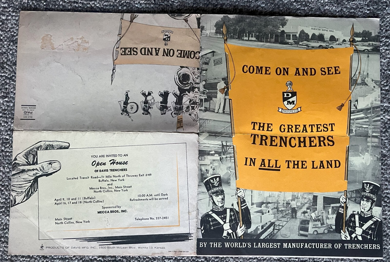 Davis Trenchers Wichita Kansas 4 model fold open sales Poster and flyer c. 1965
