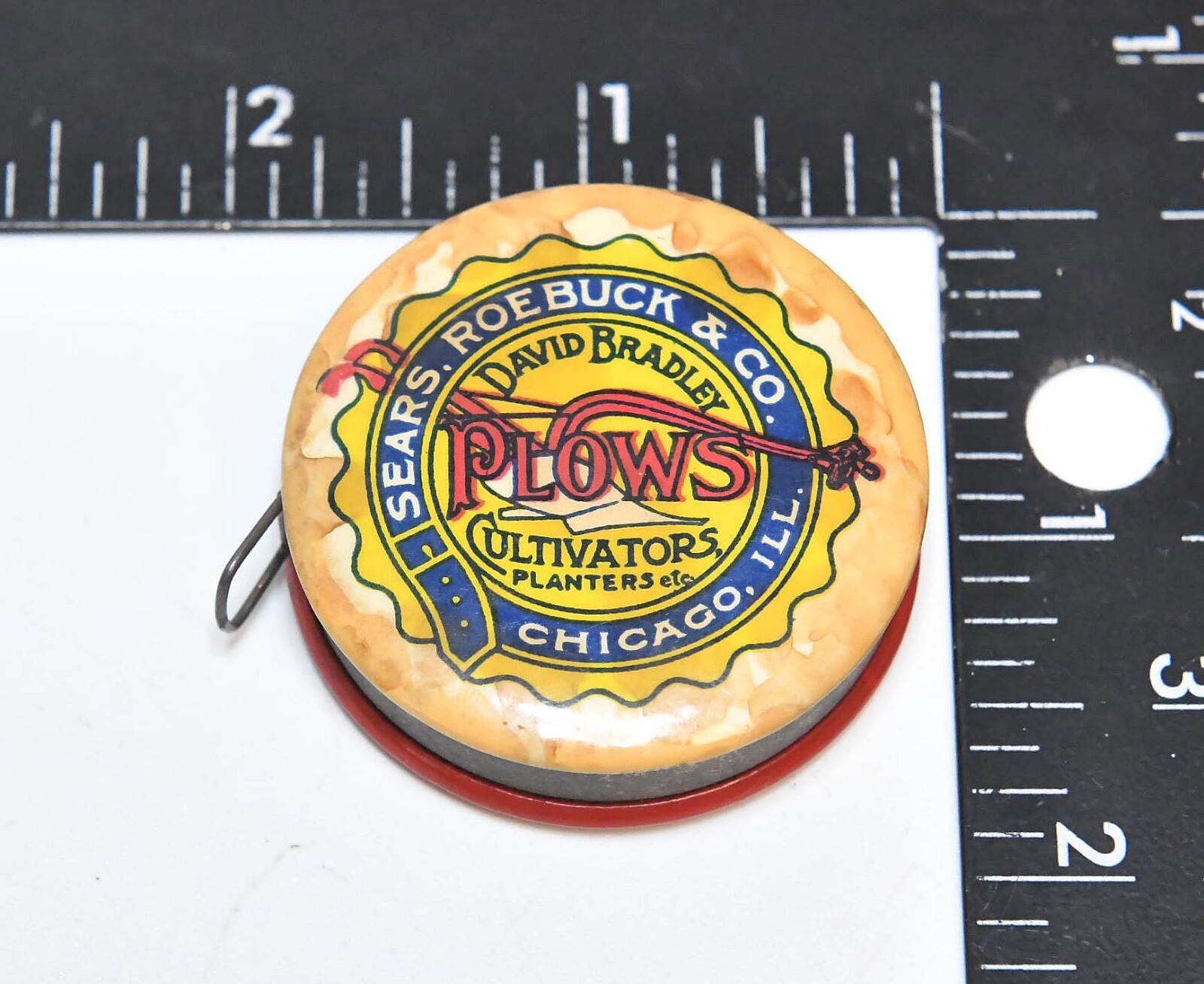 RARE VTG SEARS ROEBUCK DAVID BRADLEY PLOWS CULITVATORS ADVERTISING TAPE MEASURE
