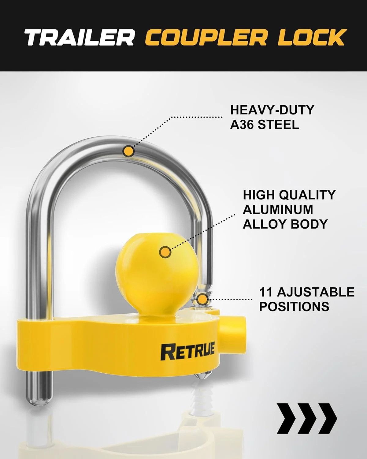 RETRUE Universal Coupler Lock Trailer Locks Ball Hitch Trailer Hitch Lock Adjust