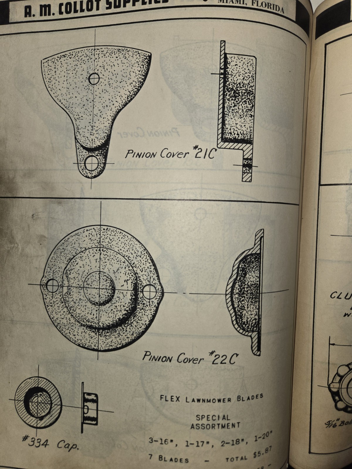 RARE AND OLD A.M COLLOT LAWN MOWER SERVICE AND PARTS CATALOG NO. 2 MIAMI FLORIDA