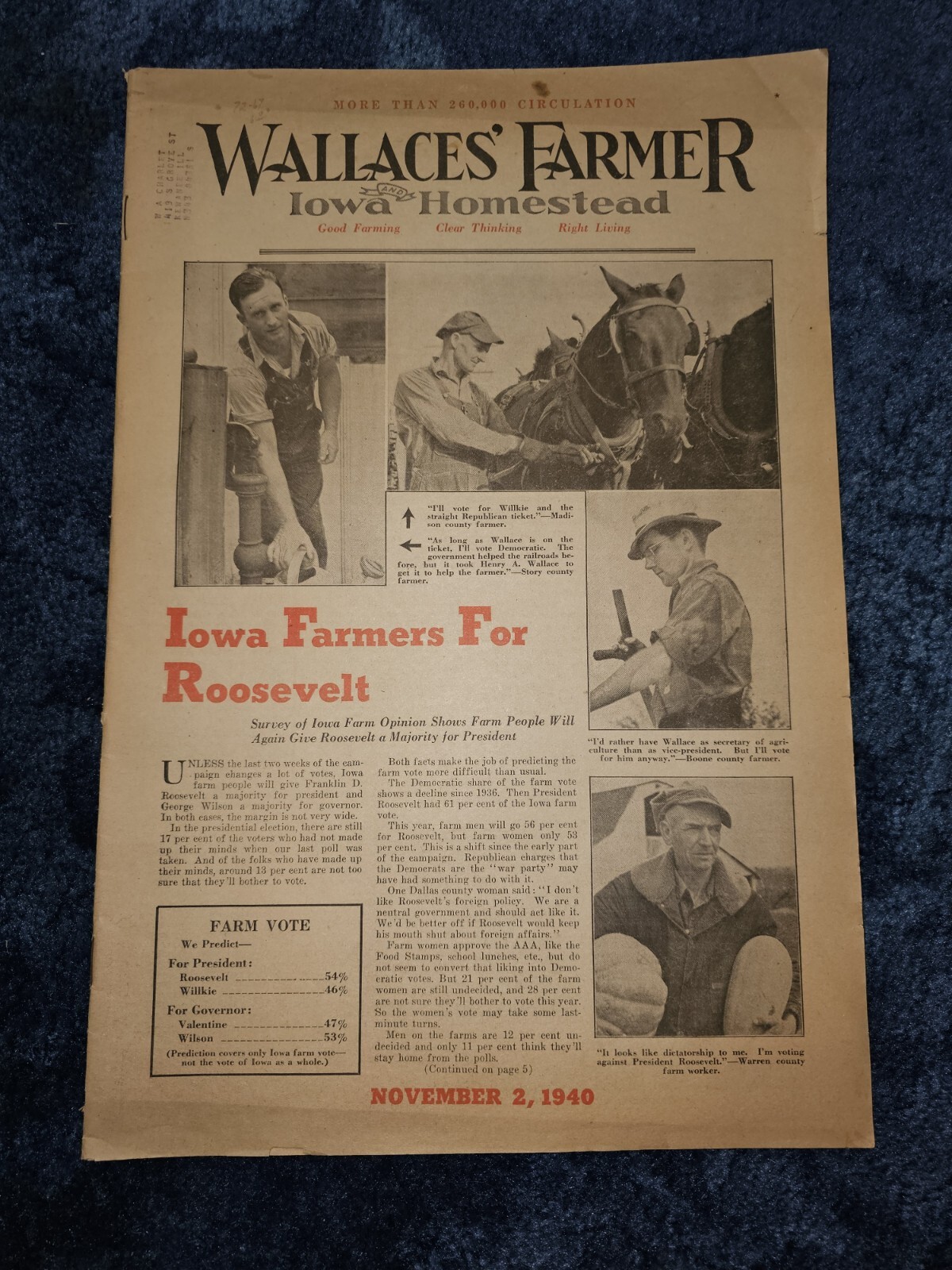 Wallace Farmer Iowa Homestead. Nov 2, 1940