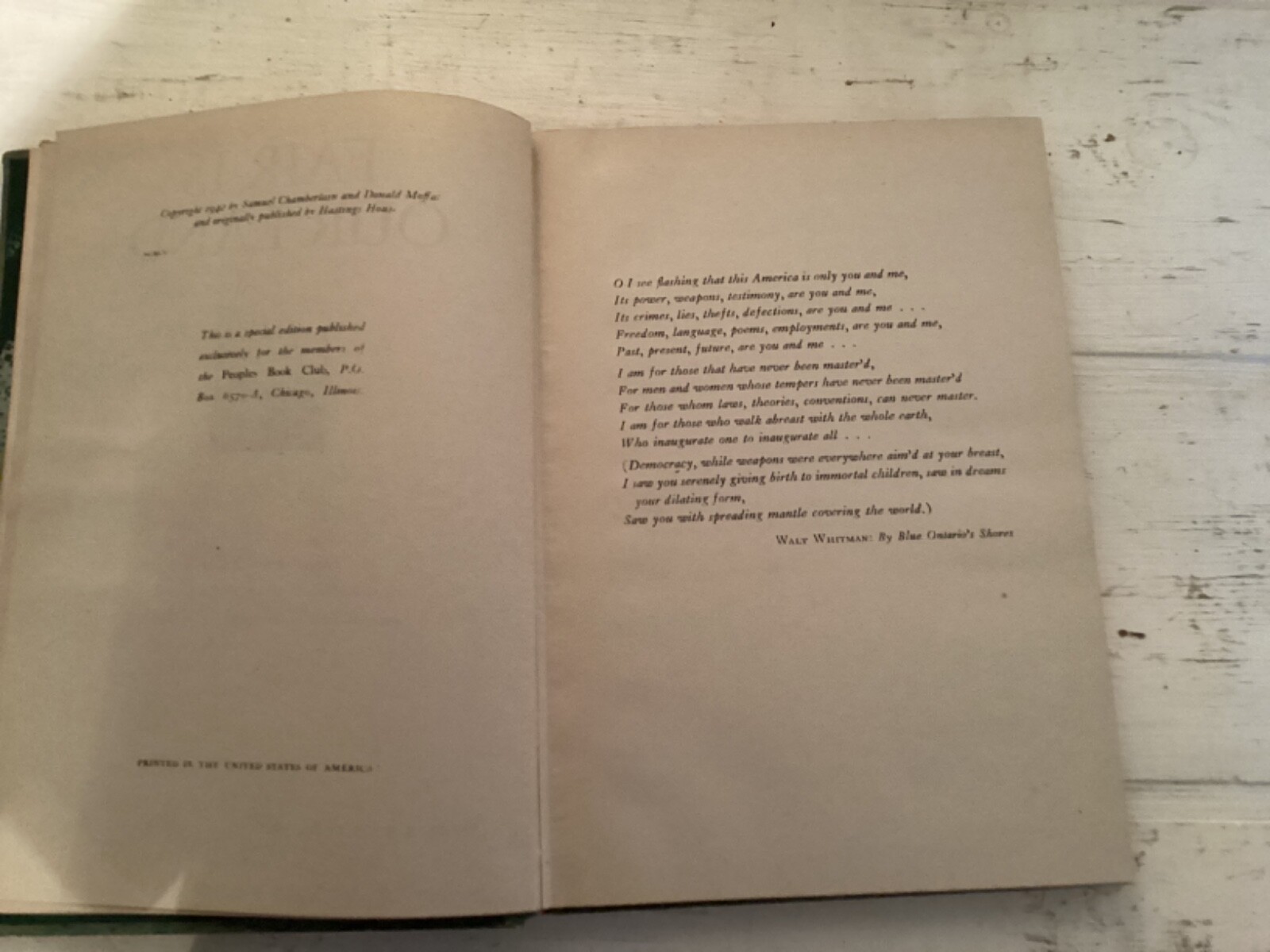 1942 Fair is Our Land, Samuel Chamberlain, Peoples Book Club