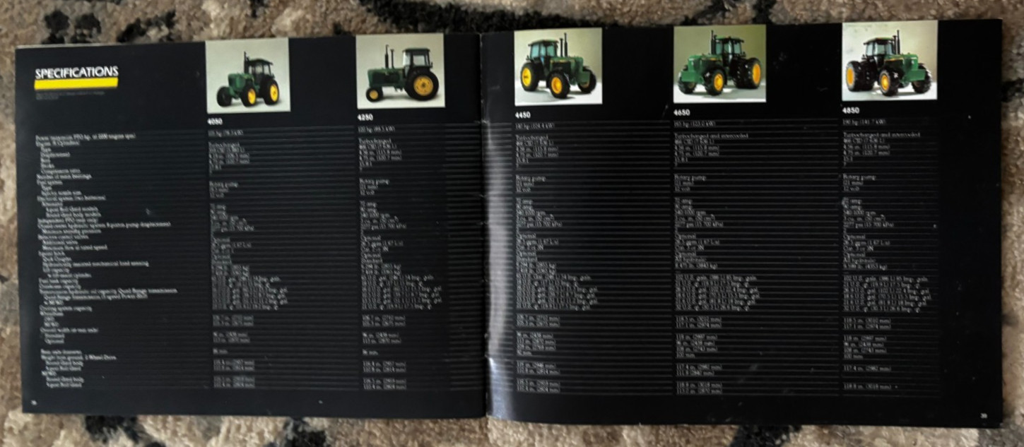 John Deere 4050 4250 4450 4650 4850 Tractor for 1985 Brochure DCPA26