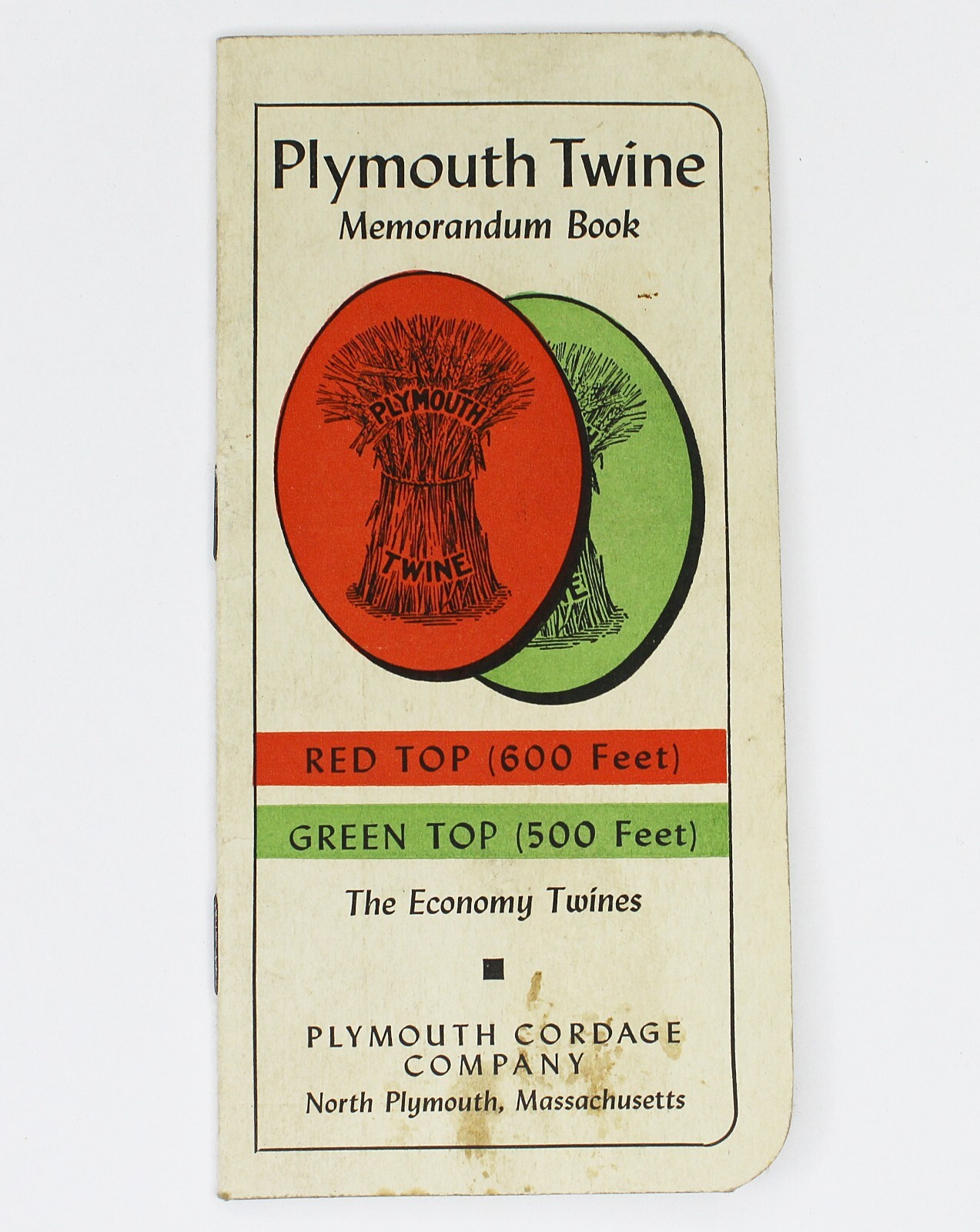 Vintage 1940 PLYMOUTH BINDER TWINE for Grain Harvest Data Notebook